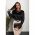 Bluza Eleganta Cu Maneca Lunga Cu Insertii Din Dantela Si Guler Rotund Senternada, Neagra