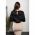 Bluza Eleganta Cu Maneca Lunga Cu Insertii Din Dantela Si Guler Rotund Senternada, Neagra