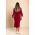 Rochie Midi ElegantÄƒ Cu Guler Rotund MÃ¢neci 3/4 Cu FantÄƒ È˜i Margele Decorative Peppina, Visiniu