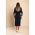 Rochie Midi ElegantÄƒ Cu Guler Rotund MÃ¢neci 3/4 Cu FantÄƒ È˜i Margele Decorative Peppina, Albastru ÃŽnchis