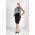 Rochie Midi Eleganta Cu Imprimeu Pepita Si Guler Inalt Moyama, Alba