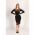 Rochie Midi Eleganta Cu Maneci Lungi Si Detaliu Translucid Din Dantela Avignon, Neagra