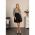 Rochie Mini Eleganta Cu Fusta Plisata Si Imprimeu Geometric Leonessa, Neagra