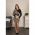 Rochie Mini Eleganta Cu Guler Rotund, Imprimeu Geometric Si Fermoar Fidenza, Negru-Bej