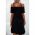 Rochie Mini Eleganta Cu Maneci Scurte, Umeri Deschisi Si Bretele Cecina, Neagra