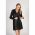 Rochie Mini Eleganta Din Piele Sintetica Cu Pliuri Pellita, Neagra