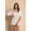 Rochie Mini Tricotata Cu Maneci Scurte, Alba