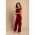 Set Elegant Pantalon Si Top Asimetric, Visiniu