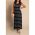 Rochie Maxi Cu Imprimeu Cu Dungi, Neagra
