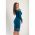 Rochie Midi Eleganta Cu Maneci Lungi Si Detaliu Din Dantela Translucida Avignon, Albastru Petrol