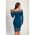 Rochie Midi Eleganta Cu Maneci Lungi Si Detaliu Din Dantela Translucida Avignon, Albastru Petrol