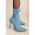 Botine Cu Toc Inalt Din Imitatie Denim, Albastru Deschis