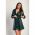 Rochie Mini Eleganta Din Piele Sintetica Cu Pliuri Pellita, Verde Inchis