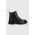 GOE cizme de piele femei, culoarea negru, cu toc plat