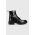 HUGO bocanci de piele Axel femei, culoarea negru, cu toc plat