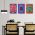 Set 3 tablouri postere muzica anii 70 Love&#038;Peace - Dimensiune multicanvas: 3 tablouri 30x45 cm