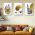 Set 3 tablouri frunze aurii negre multicanvas - Dimensiune multicanvas: 3 tablouri 30x45 cm