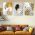 Set 3 tablouri minimalist frunze auriu negru - Dimensiune multicanvas: 3 tablouri 80x120 cm