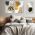 Set 3 tablouri minimaliste frunze aurii negre - Dimensiune multicanvas: 3 tablouri 60x90 cm
