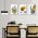 Set 3 tablouri frunze aurii negre multicanvas - Dimensiune multicanvas: 3 tablouri 30x45 cm