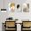 Set 3 tablouri minimalist frunze auriu negru - Dimensiune multicanvas: 3 tablouri 80x120 cm