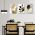 Set 3 tablouri minimaliste frunze aurii negre - Dimensiune multicanvas: 3 tablouri 40x60 cm