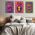 Set 3 tablouri muzica peace&#038;love stil hippie - Dimensiune multicanvas: 3 tablouri 80x120 cm