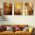 Set 3 tablouri abstract imitatie marmura maro auriu - Dimensiune multicanvas: 3 tablouri 60x90 cm