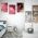 Set 3 tablouri abstract imitatie marmura roz auriu - Dimensiune multicanvas: 3 tablouri 30x45 cm