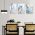 Set 3 tablouri abstract imitatie marmura albastru auriu - Dimensiune multicanvas: 3 tablouri 30x45 cm