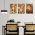 Set 3 tablouri abstract imitatie marmura maro auriu - Dimensiune multicanvas: 3 tablouri 40x60 cm