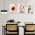 Set 3 tablouri Boho constelatie mana cu frunza cactus - Dimensiune multicanvas: 3 tablouri 60x90 cm