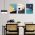 Set 3 tablouri Boho peisaj munte - Dimensiune multicanvas: 3 tablouri 30x45 cm