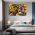 Tablou abstract pictura ulei cuplu stil cubism, galben 1968 - Material produs:: Poster pe hartie FARA RAMA, Dimensiunea:: 80x120 cm