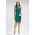 Rochie Fofy de ocazie verde cambrata cu o maneca si accesoriu cu fulgi