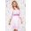 Rochie Pretty Girl roz cu imprimeu pepit si curea in talie
