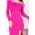 Rochie tricotata fucsia Tassima cambrata cu pene naturale