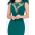 Rochie de lux Kathrin sirena verde cu flori 3D la umeri si fulgi