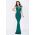 Rochie de lux Kathrin sirena verde cu flori 3D la umeri si fulgi