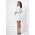 Rochie de ocazie alba tip sacou cu fulgi decorativi si curea in talie