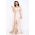 Rochie de lux Goddess aurie cu sclipici si trena pe o parte