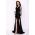 Rochie de lux Harmony lunga neagra cu strassuri si trena pe o parte