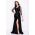 Rochie de lux Harmony lunga neagra cu strassuri si trena pe o parte