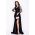 Rochie de lux Harmony lunga neagra cu strassuri si trena pe o parte