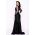 Rochie de lux Harmony lunga neagra cu strassuri si trena pe o parte