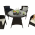 Set de gradina din ratan cu 5 piese, maro inchis/crem, RANDEL