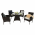 Set de gradina din ratan cu 5 piese, maro inchis/crem, RANDEL