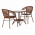 Set de gradina din rattan 1 + 2, maro, JARUB