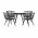 Set de gradina din 5 piese din ratan, banda neagra / gri / alb-negru, HABIK