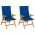 Scaune gradina cu perne albastru regal, 2 buc., lemn masiv tec